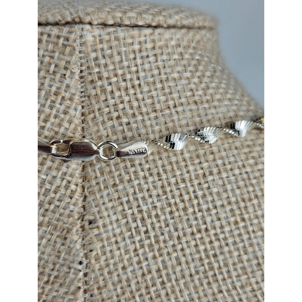 925 Sterling Silver Two Tone Singapore Chain Necklace Bracelet Earring Set Italy - Picture 5 of 10